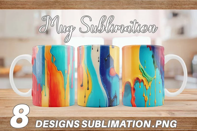 Oil Painting Dripping Mug sublimation design