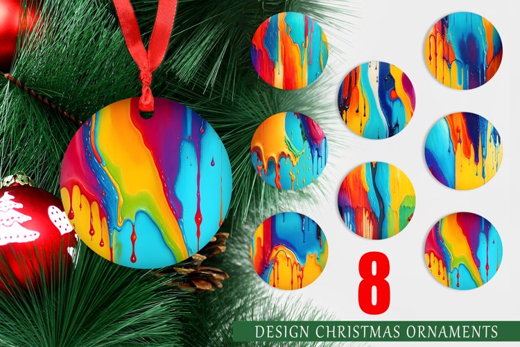 Christmas Ornaments Oil Painting Dripping