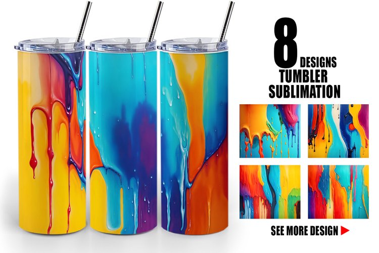 Oil Painting Dripping Tumbler Sublimation Wrap example image 1