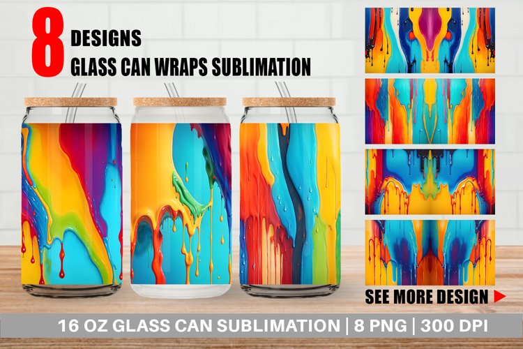 Glass Can Wraps Oil Painting Dripping