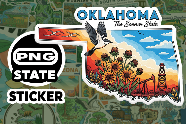 Oklahoma Sticker PNG SVG | State Outline Decal File