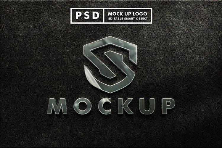 metal 3d realistic Psd logo mockup example image 1