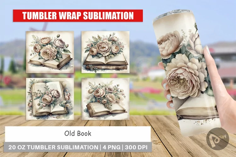 Tumbler Wrap Old Books