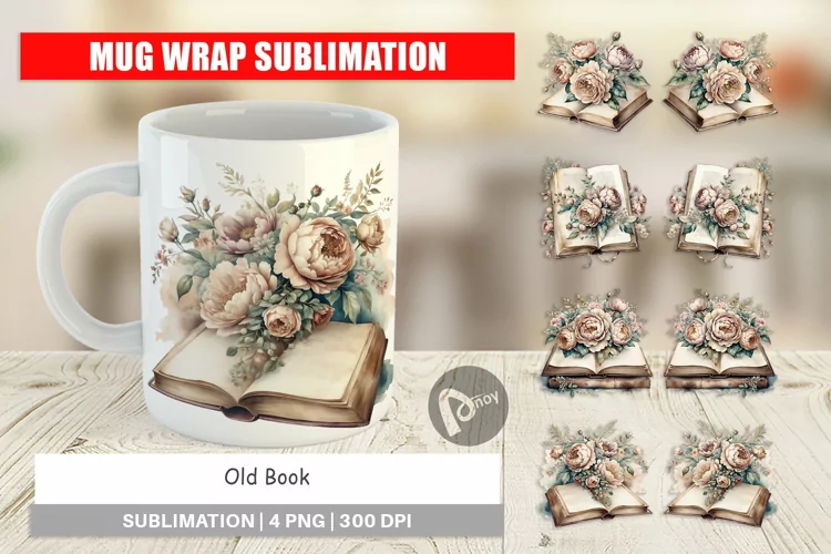 Mug Wrap Old Books