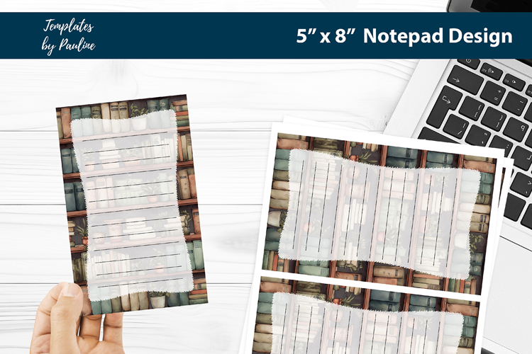 Old book printable notepad template, Digital memo pad