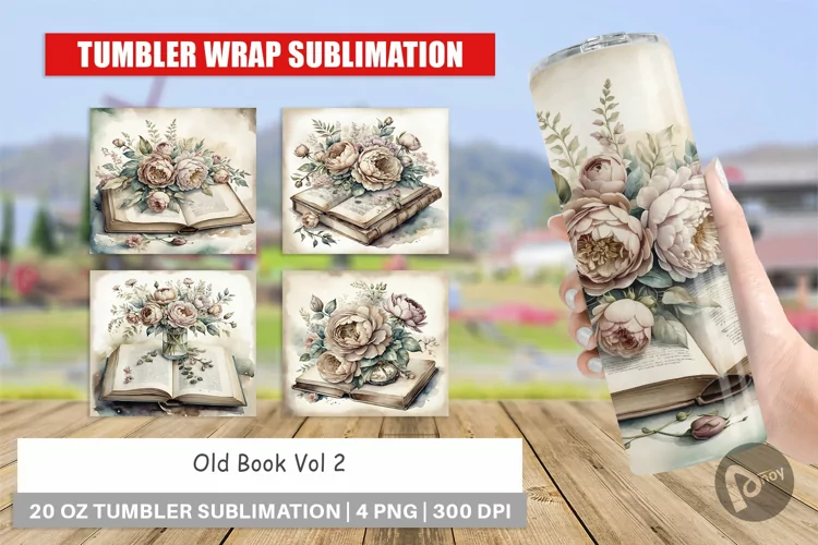 Tumbler Wrap Old Books