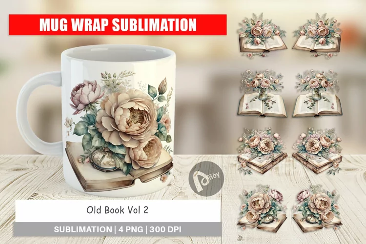 Mug Wrap Old Books