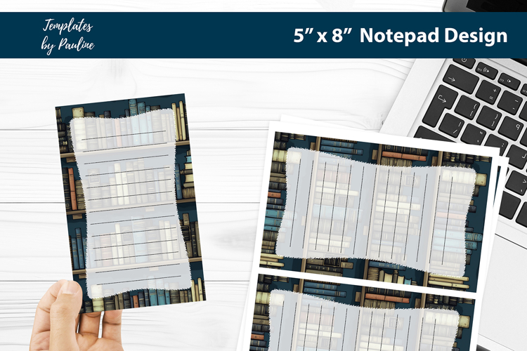 Old bookshelf printable notepad template, Digital memo pad