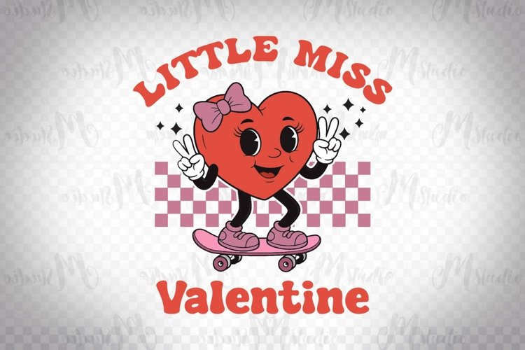 Little Miss Valentine - Cute Heart on Skateboard Design example image 1