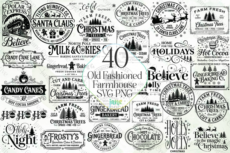 Old Fashioned Farmhouse SVG PNG Bundle