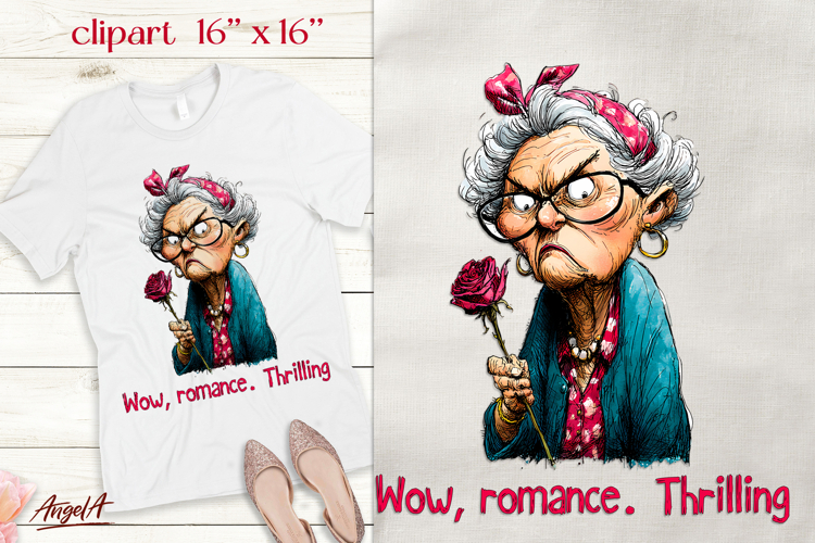 Single Valentine elderly lady clipart Funny Sarcastic quote