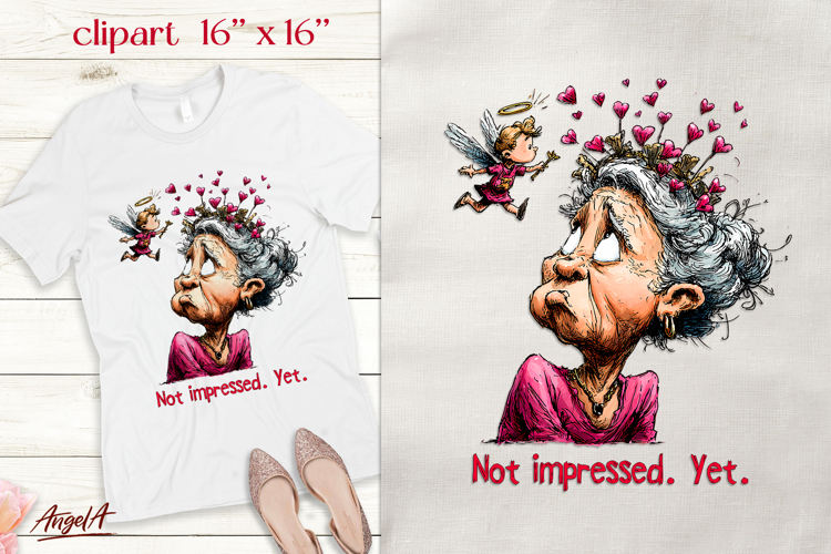 Single Valentine elderly lady clipart Anti Valentine quote
