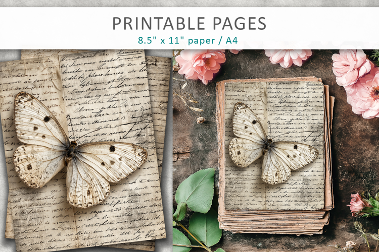 antique junk journal pages, vintage collage