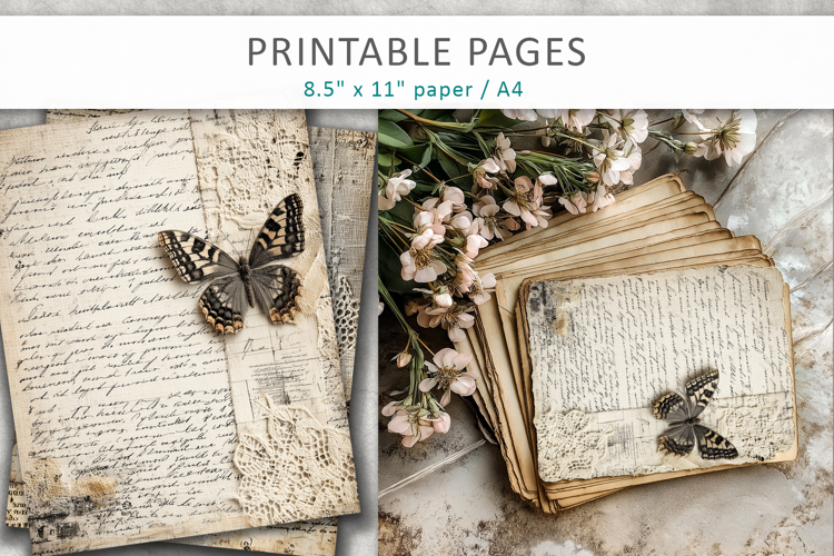 old paper junk journal pages, vintage ephemera