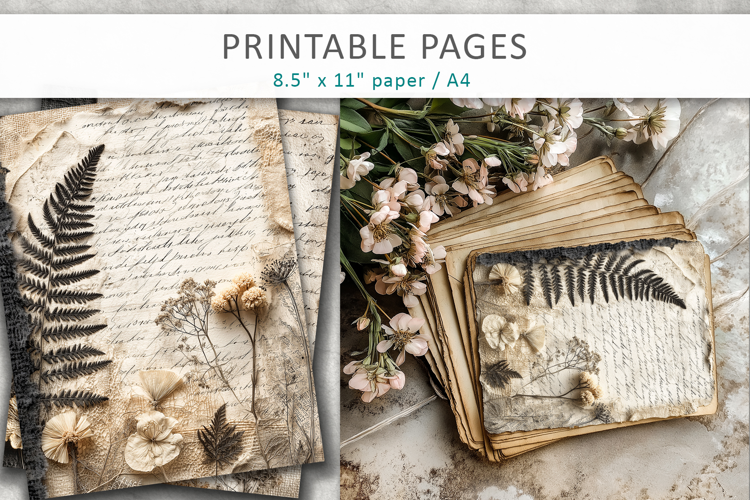 antique paper junk journal pages, paper craft background