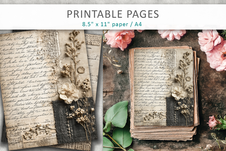 antique paper junk journal pages, retro paper