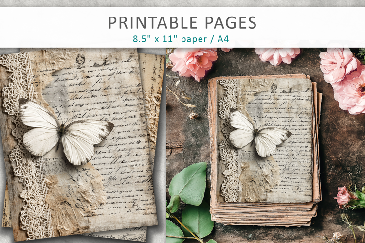 antique paper junk journal pages, paper craft