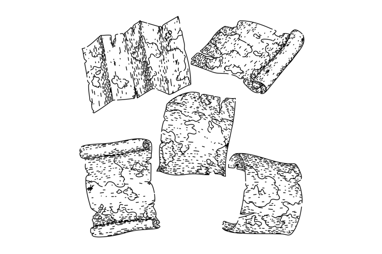 old map set sketch hand drawn