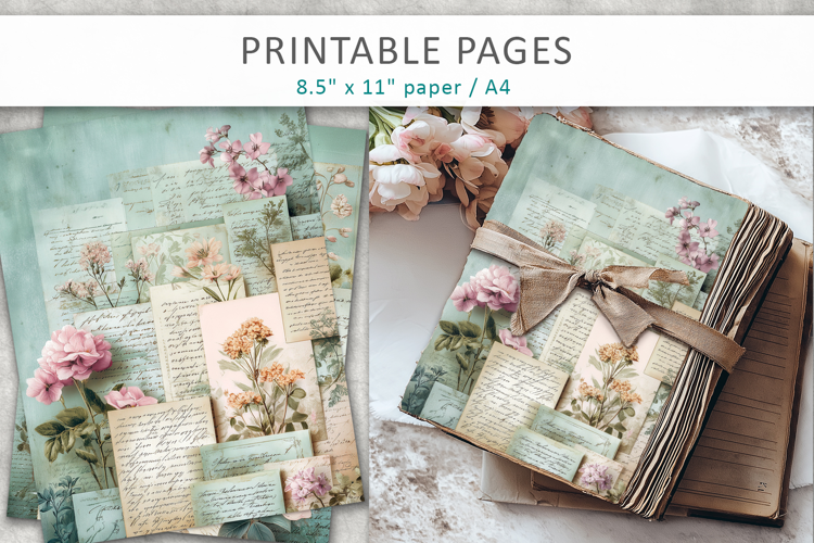 vintage junk journal, antique postcards