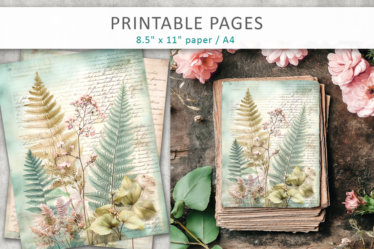 romantic botanical junk journal, floral scrapbook