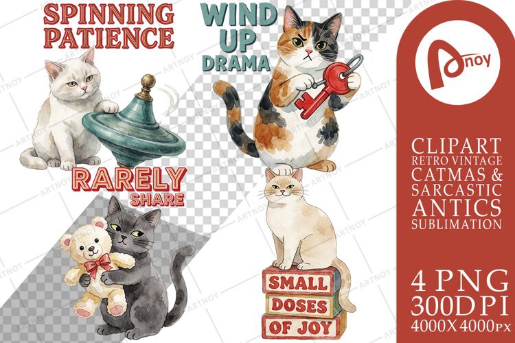Old-School Toyshop Cat Antics Sublimation example image 1