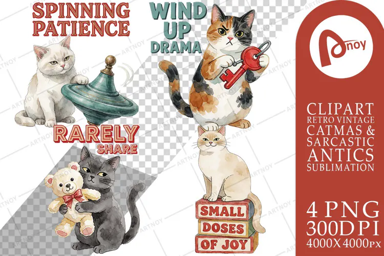 Old-School Toyshop Cat Antics Sublimation