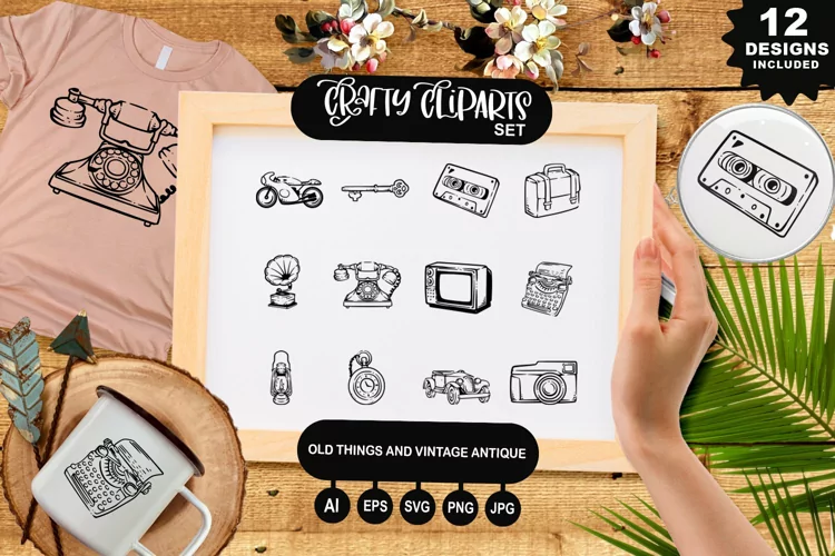Old Things And Vintage Antique Clipart Set