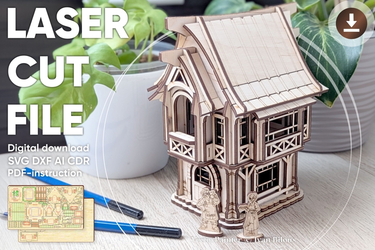Medieval House Laser Cut File - Plywood Model Plan