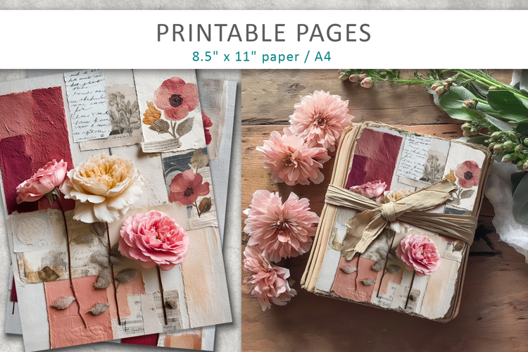 floral junk journal, vintage paper