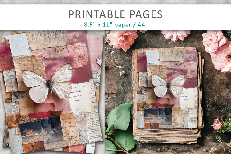 butterfly junk journal, mixed media collage