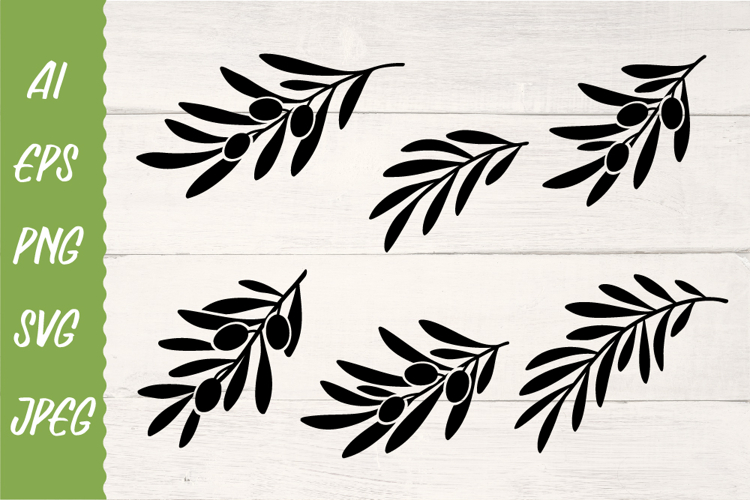 Olive branches with leaves. Svg, Vector cut files, Png.