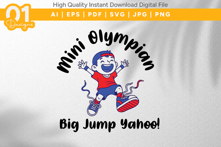 Kids Big Jump Fun Sports Cartoon SVG