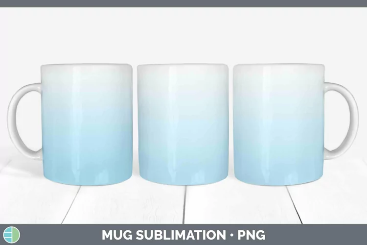 Ombre Bright Blue Mug Wrap Sublimation Coffee Cup Designs