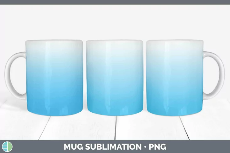 Ombre Bright Blue Mug Wrap Sublimation Coffee Cup Designs