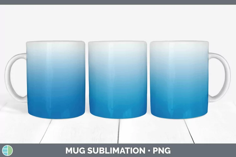 Ombre Bright Blue Mug Wrap Sublimation Coffee Cup Designs
