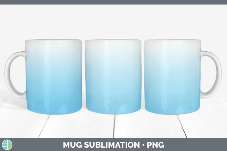Ombre Bright Blue Mug Wrap Sublimation Coffee Cup Designs