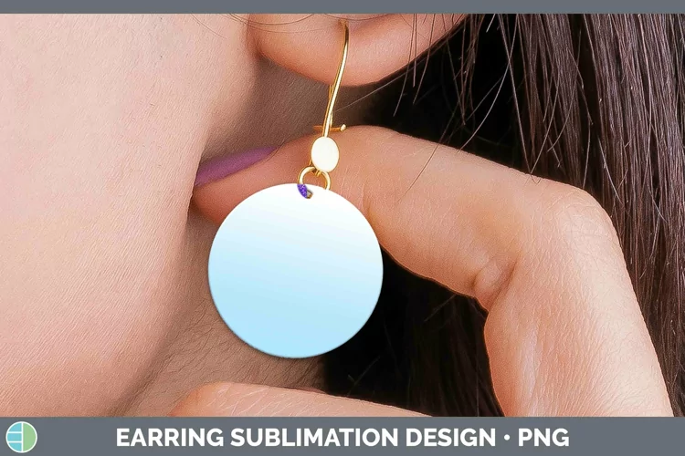 Ombre Bright Blue Round Earrings Sublimation Earrings Design