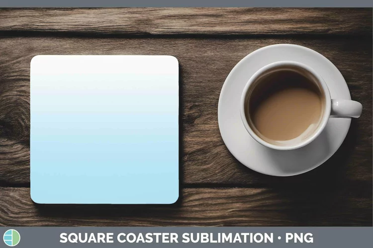 Ombre Bright Blue Square Coaster Sublimation Coaster Designs