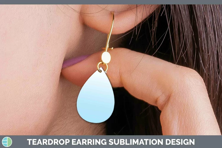 Ombre Bright Blue Teardrop Earrings Sublimation Earrings Des