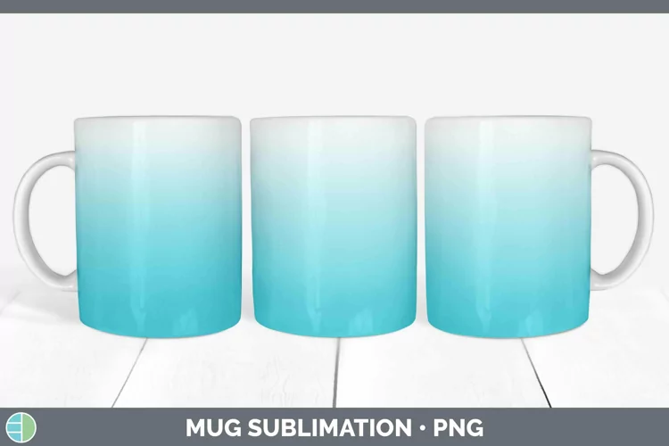 Ombre Cyan Mug Wrap Sublimation Coffee Cup Designs