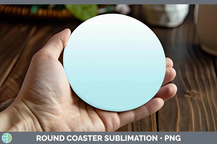 Ombre Cyan Round Coaster Sublimation Coaster Designs