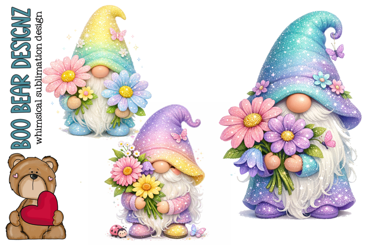 Floral Spring Gnome Clipart