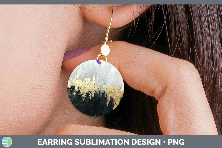 Ombre Paint Black Round Earrings | Sublimation Earrings Desi