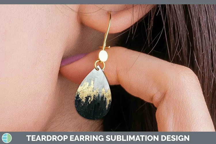 Ombre Paint Black Teardrop Earrings | Sublimation Earrings D