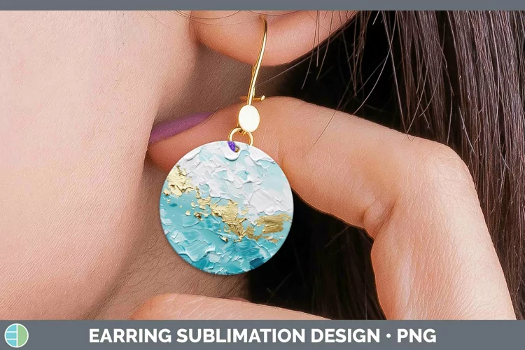 Ombre Paint Blue 01 Round Earrings | Sublimation Earrings De