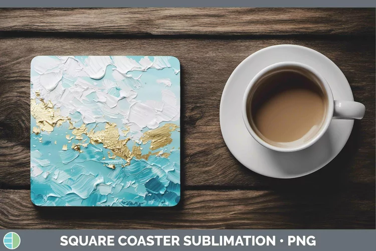 Ombre Paint Blue 01 Square Coaster | Sublimation Coaster Des