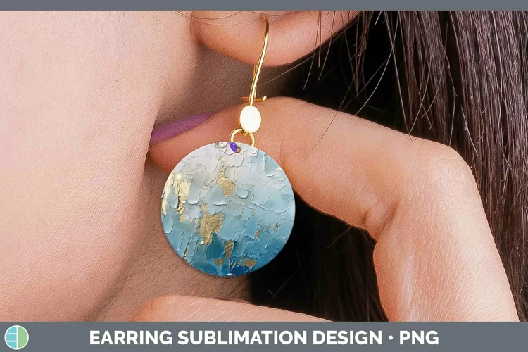 Ombre Paint Blue 02 Round Earrings | Sublimation Earrings De