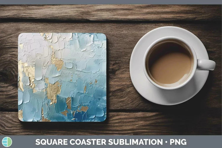Ombre Paint Blue 02 Square Coaster | Sublimation Coaster Des