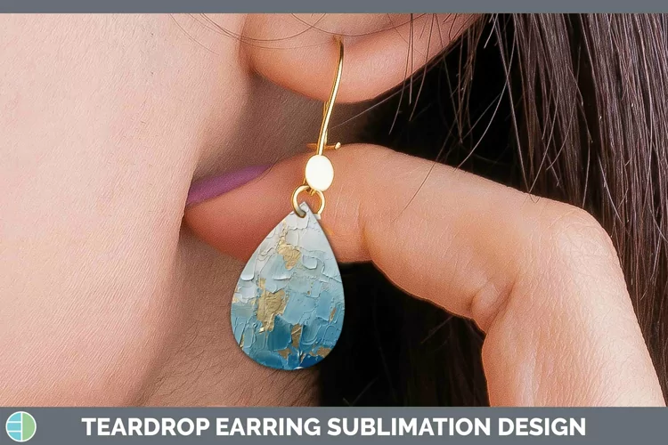 Ombre Paint Blue 02 Teardrop Earrings | Sublimation Earrings