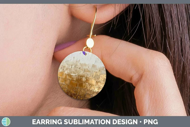 Ombre Paint Gold Round Earrings | Sublimation Earrings Desig